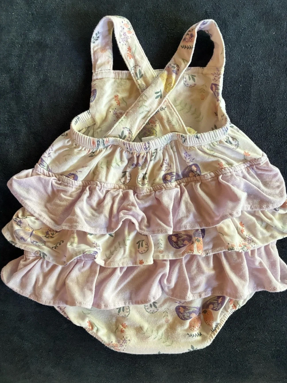 Angel Dear Butterfly Romper Bubble with Skirt Size 0-3 Month Lilac Purple Floral
